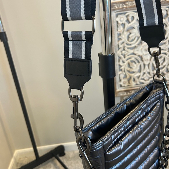 THINK ROYLN Shiny gunmetal gray Crossbody Bag with two straps! - Picture 3 of 13